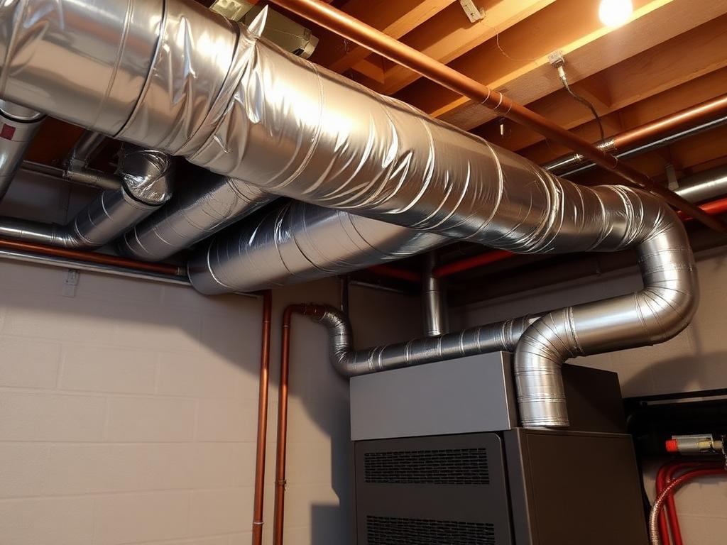 Modern HVAC ductwork and high-efficiency furnace install